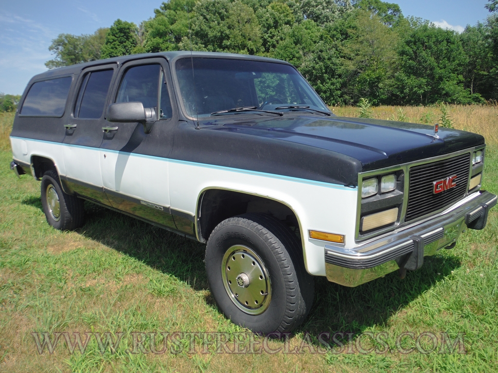 1991 GMC V2500 Suburban fully loaded SLE Blue White 91 4x4 3/4 ton